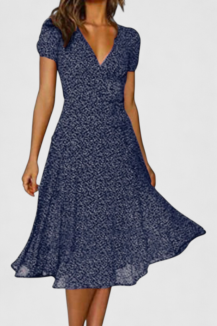 Nuria Casual Midi Dress with V-Neckline