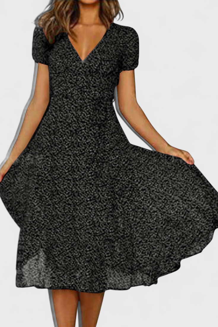 Nuria Casual Midi Dress with V-Neckline