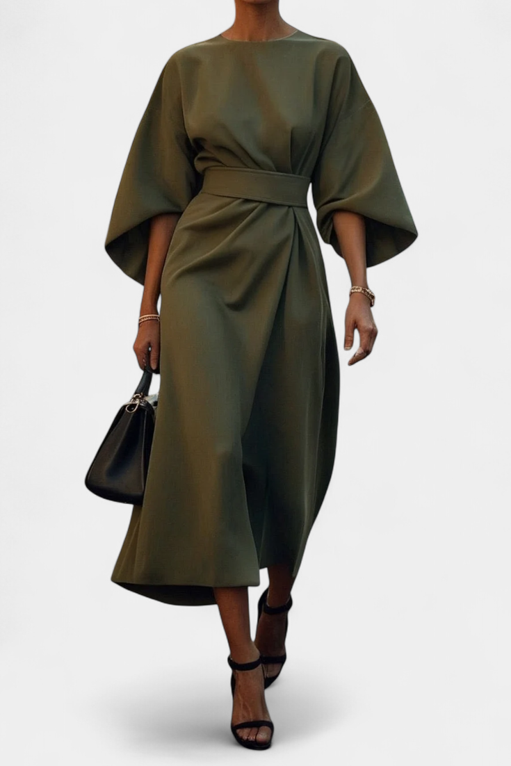 Micaela Midi Dress with Lantern Sleeves