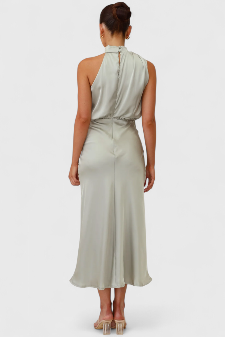 Rina Elegant Halter Neck Draped Dress