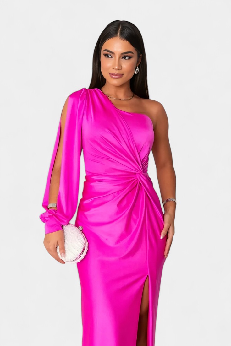Charlotte One Shoulder Draped Asymmetrical Dress