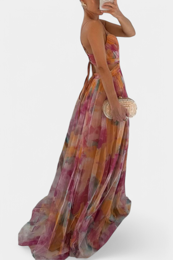 "Ingrid Floral V-Neck Maxi Dress" can be rewritten as "Ingrid Floral V-Neck Maxi Dress".