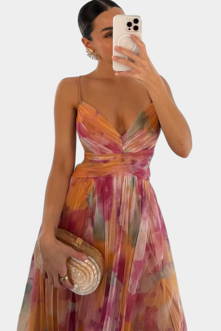 "Ingrid Floral V-Neck Maxi Dress" can be rewritten as "Ingrid Floral V-Neck Maxi Dress".