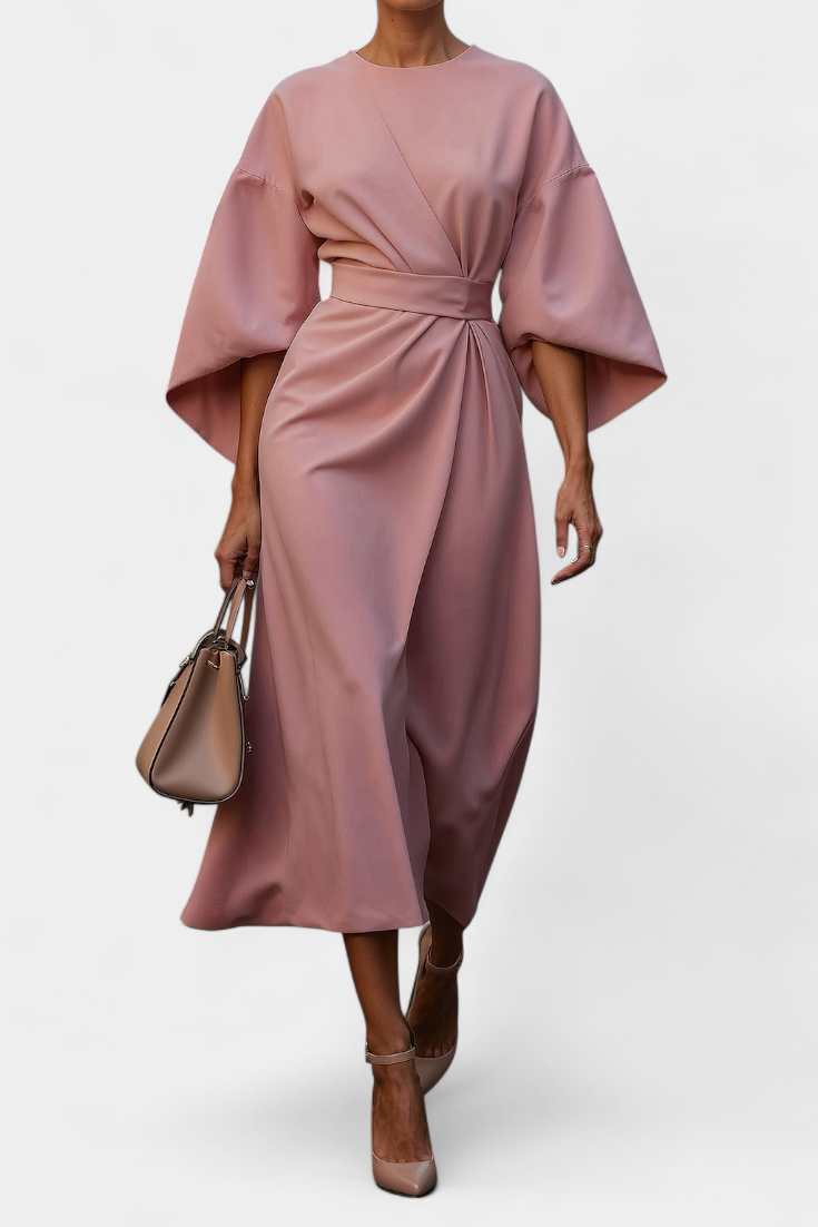 Micaela Midi Dress with Lantern Sleeves