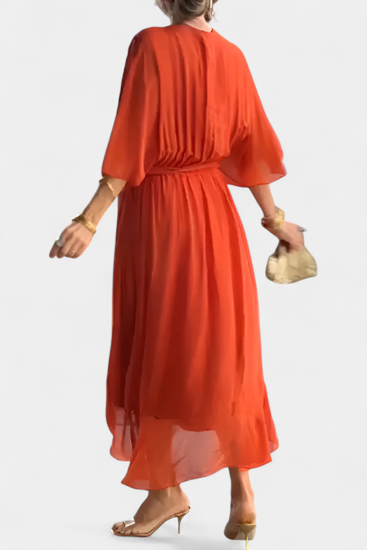 Flowy Luisa Dress with V-Neckline and Attractive Silhouette
