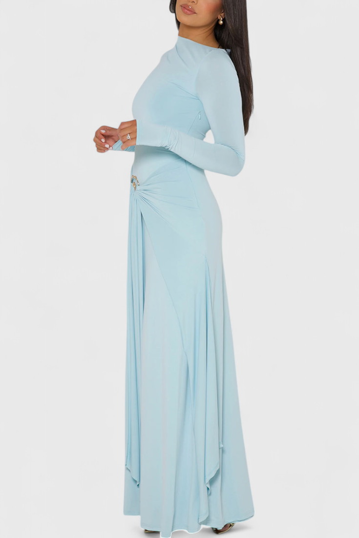 Fatima Pleated Bodycon Dress with Metallic Accessories