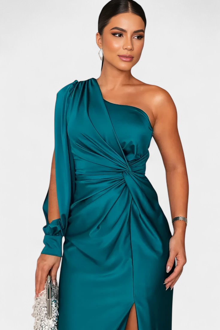 Charlotte One Shoulder Draped Asymmetrical Dress