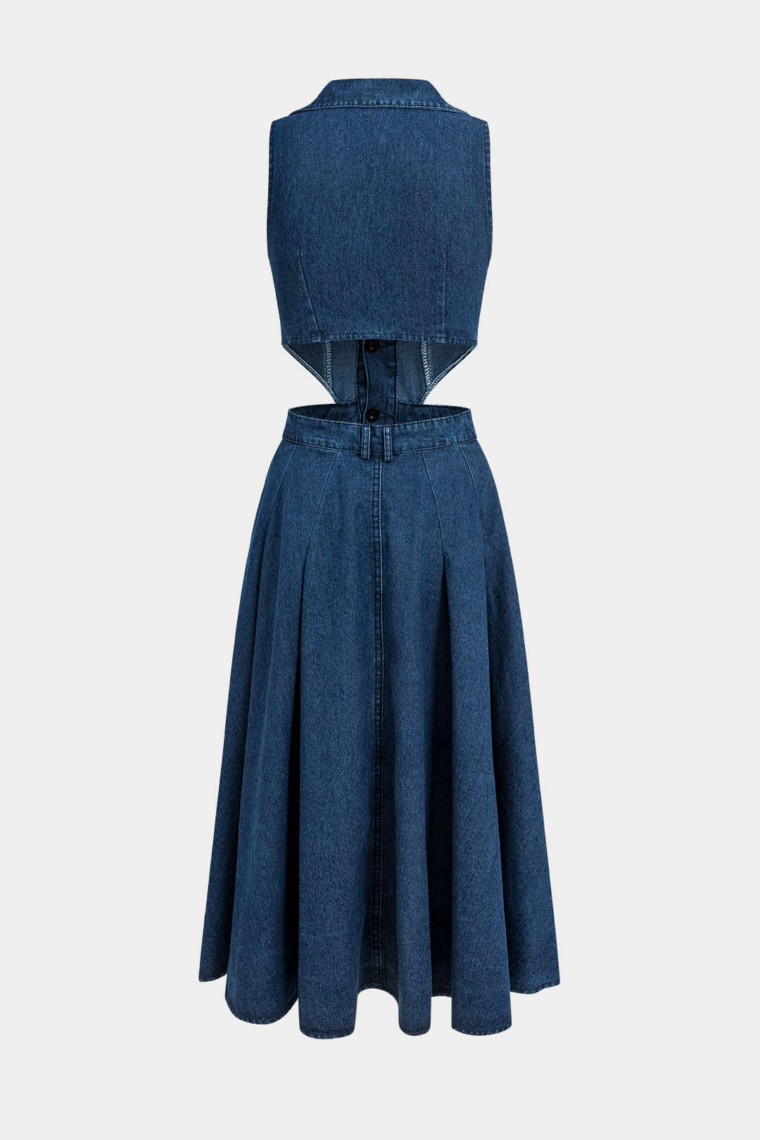 Alia Sleeveless Denim Dress with Elegant Cutout