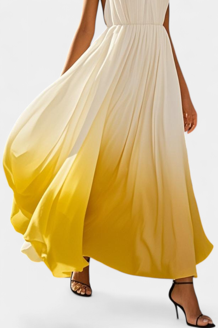 Starla Pleated Halter Dress with Pearl Details