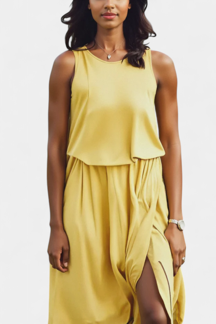 Dianne Sleeveless Side Slit Loose Fit Dress