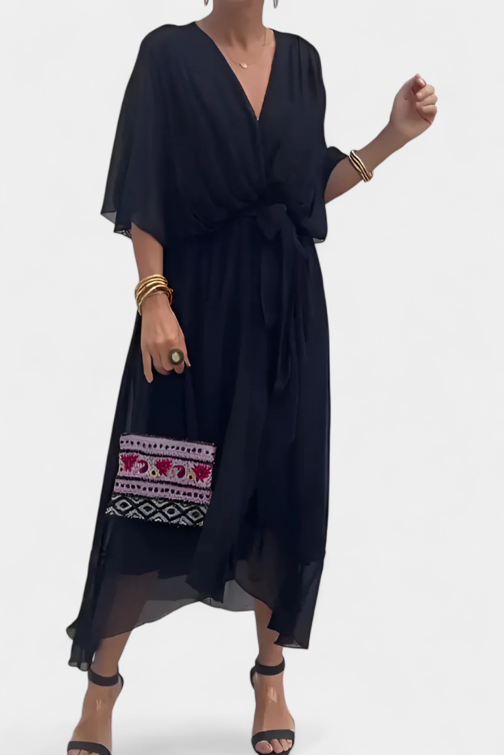 Flowy Luisa Dress with V-Neckline and Attractive Silhouette