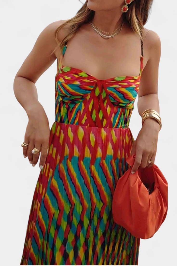 Oceana Halter Maxi Dress with Abstract Design