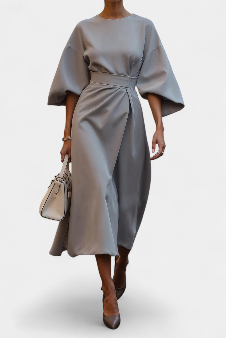 Micaela Midi Dress with Lantern Sleeves