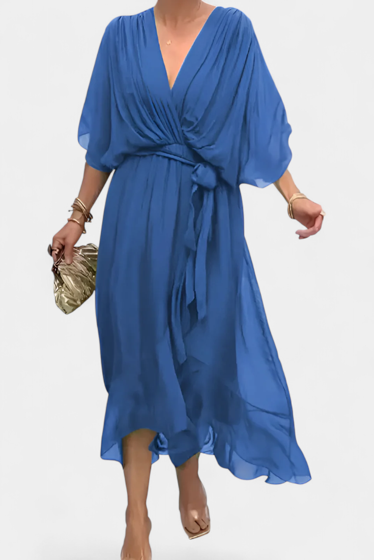 Flowy Luisa Dress with V-Neckline and Attractive Silhouette