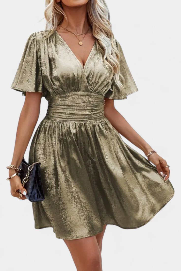 Adalee Women's V-Neck Dress with Wrap Waist