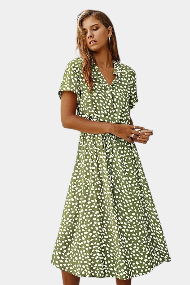 Rovena Midi Dress with Polka Dots
