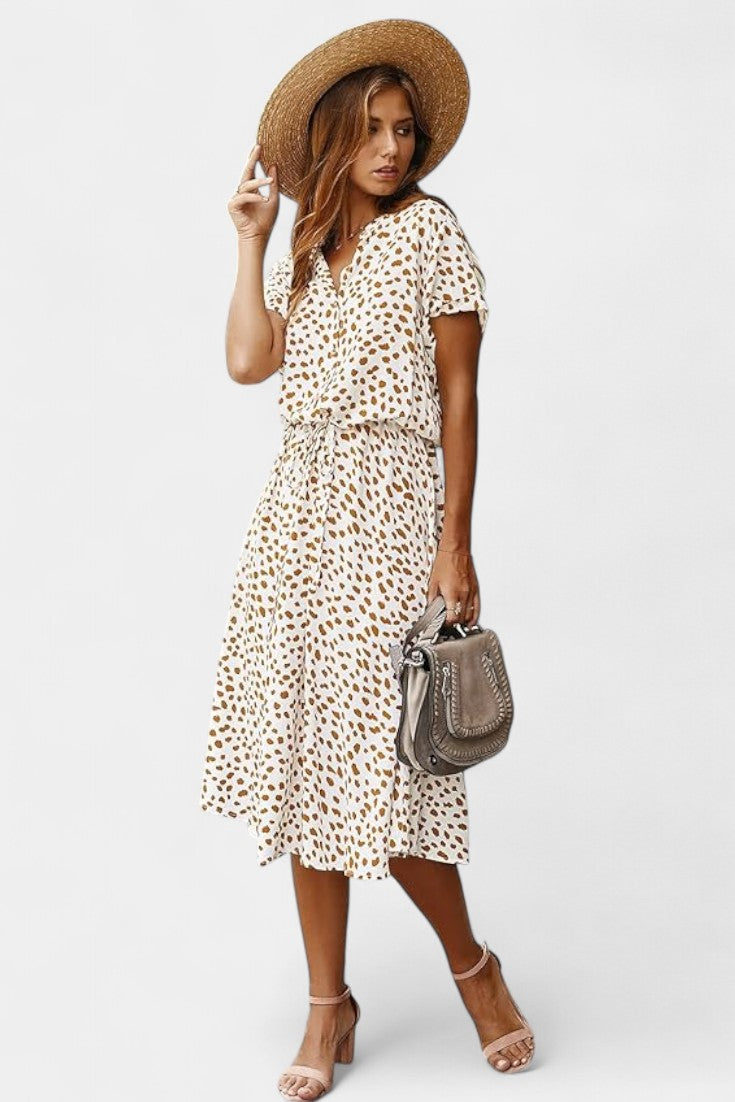 Rovena Midi Dress with Polka Dots