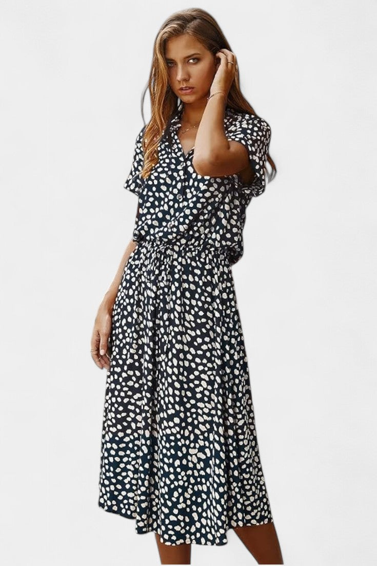 Rovena Midi Dress with Polka Dots
