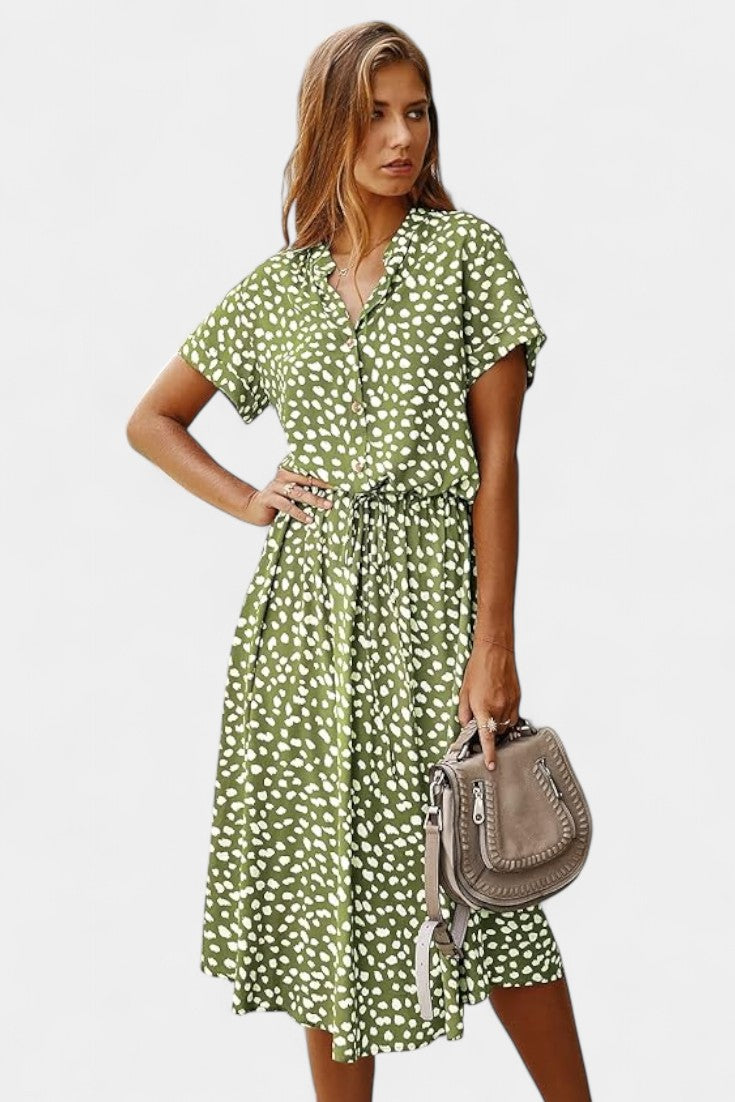 Rovena Midi Dress with Polka Dots