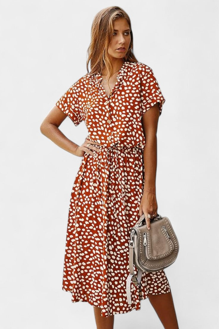 Rovena Midi Dress with Polka Dots