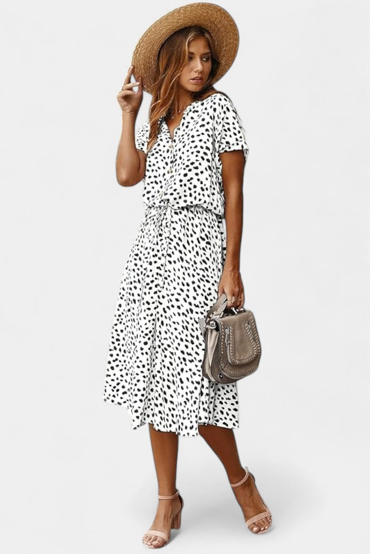 Rovena Midi Dress with Polka Dots