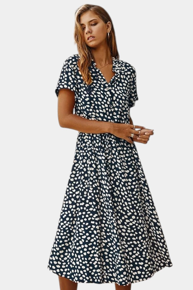 Rovena Midi Dress with Polka Dots
