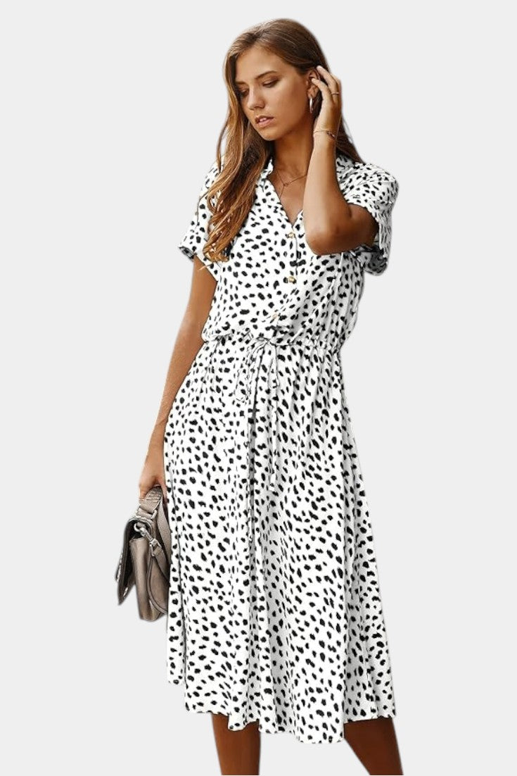 Rovena Midi Dress with Polka Dots