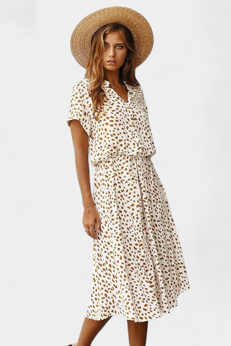 Rovena Midi Dress with Polka Dots