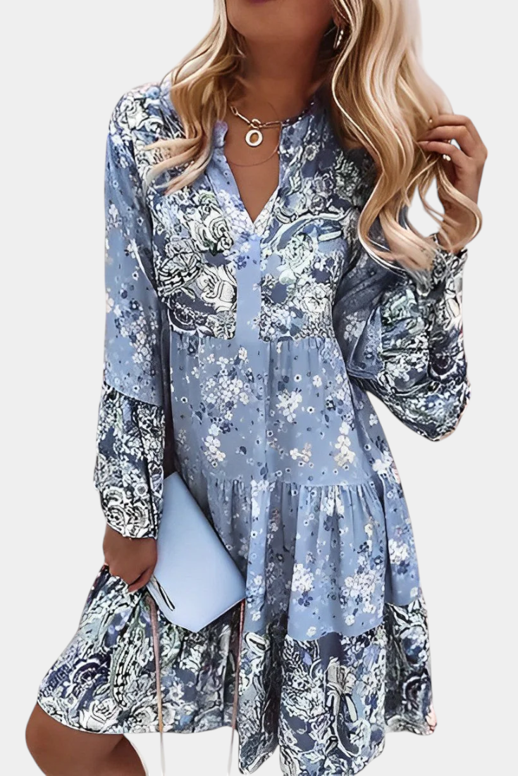 Vera Boho Floral Mini A-Line Dress