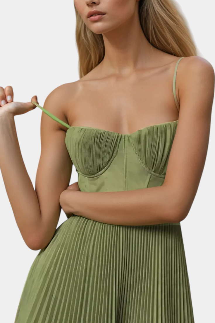 Ottilie Pleated Chiffon Dress with Shaping Corset