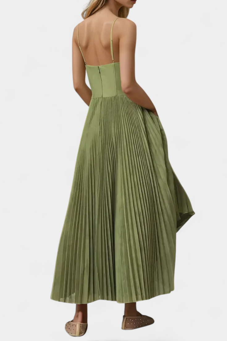 Ottilie Pleated Chiffon Dress with Shaping Corset