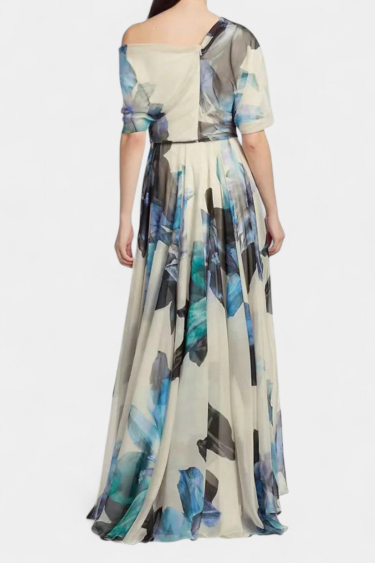 Sanaa Abstract Floral One Shoulder Dress