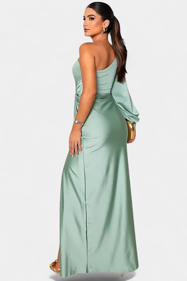 Charlotte One Shoulder Draped Asymmetrical Dress
