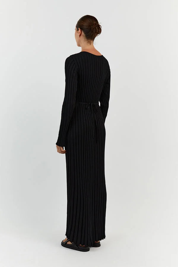 Gloria Ribbed Knit Dress with Belt