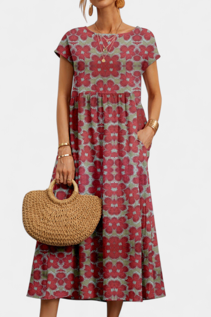 Yuridia Chic Floral Dress with Loose Silhouette