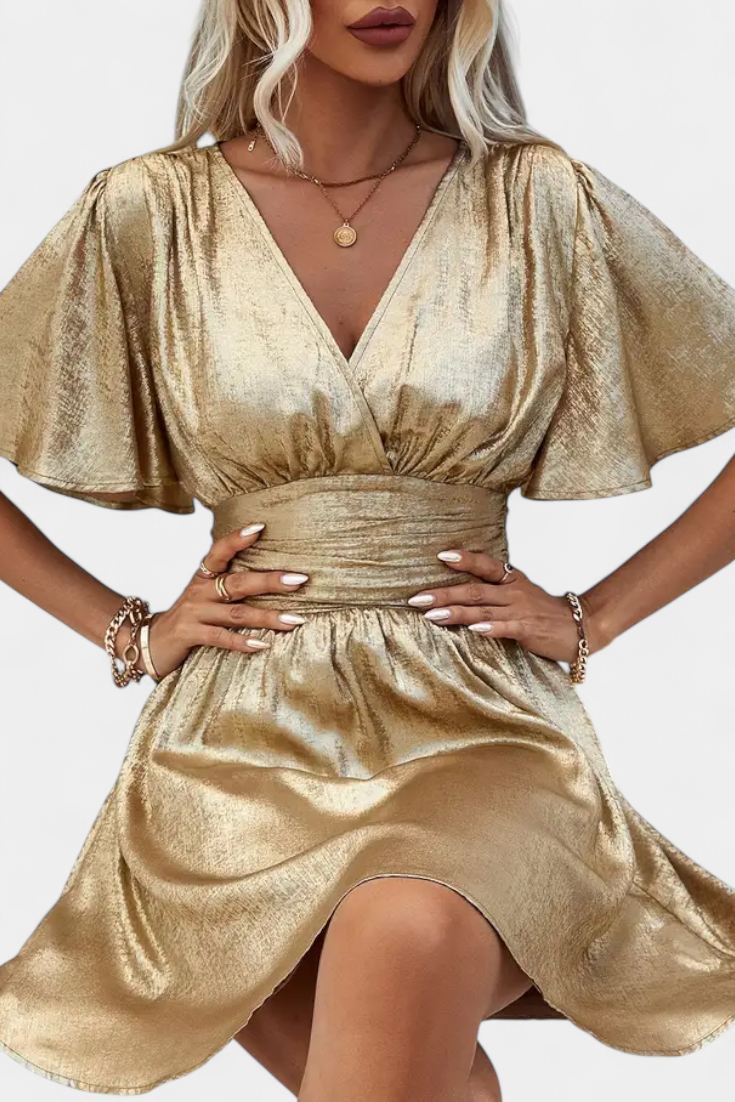 Adalee Women's V-Neck Dress with Wrap Waist