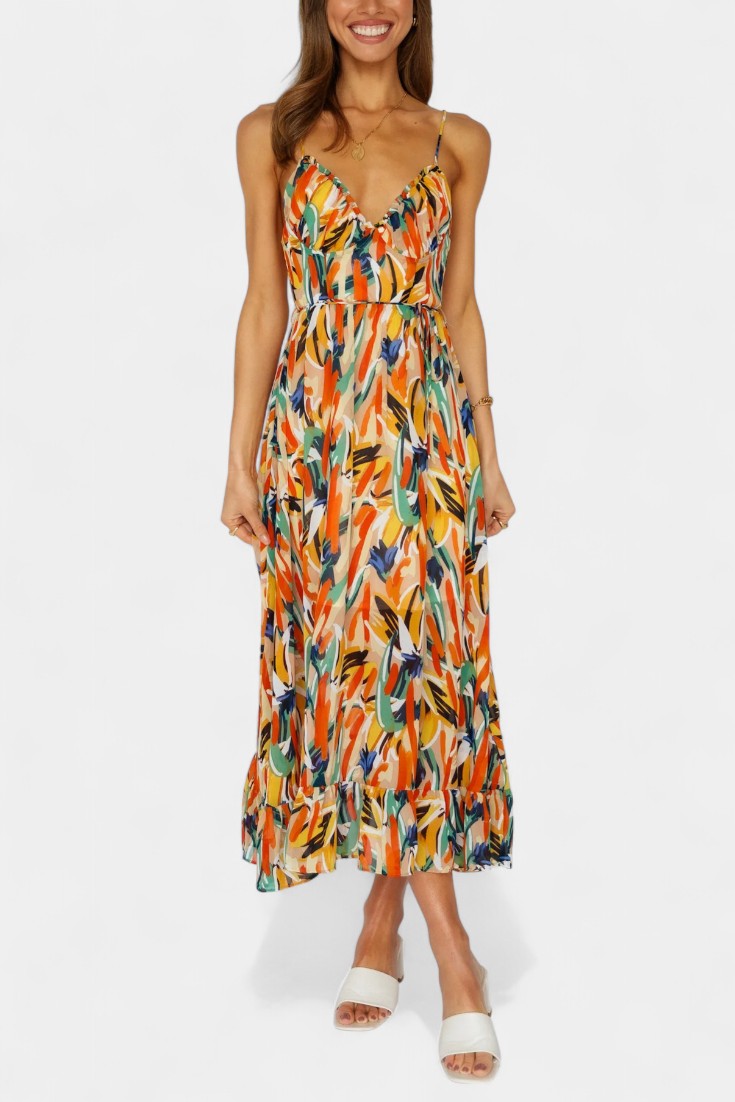 Fiona Midi Dress with Vibrant Print
