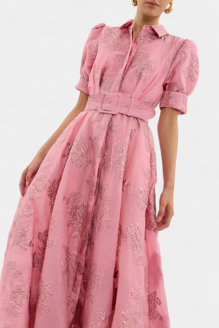 Vestido Maxi Celestine con Mangas Abullonadas