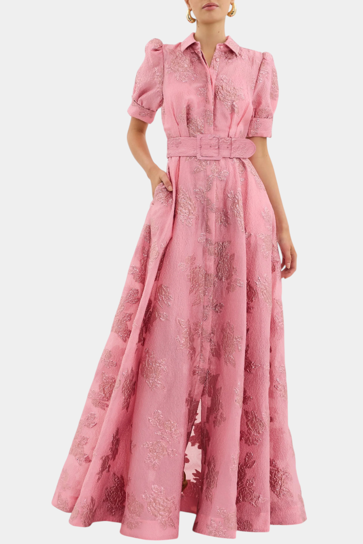 Vestido Maxi Celestine con Mangas Abullonadas