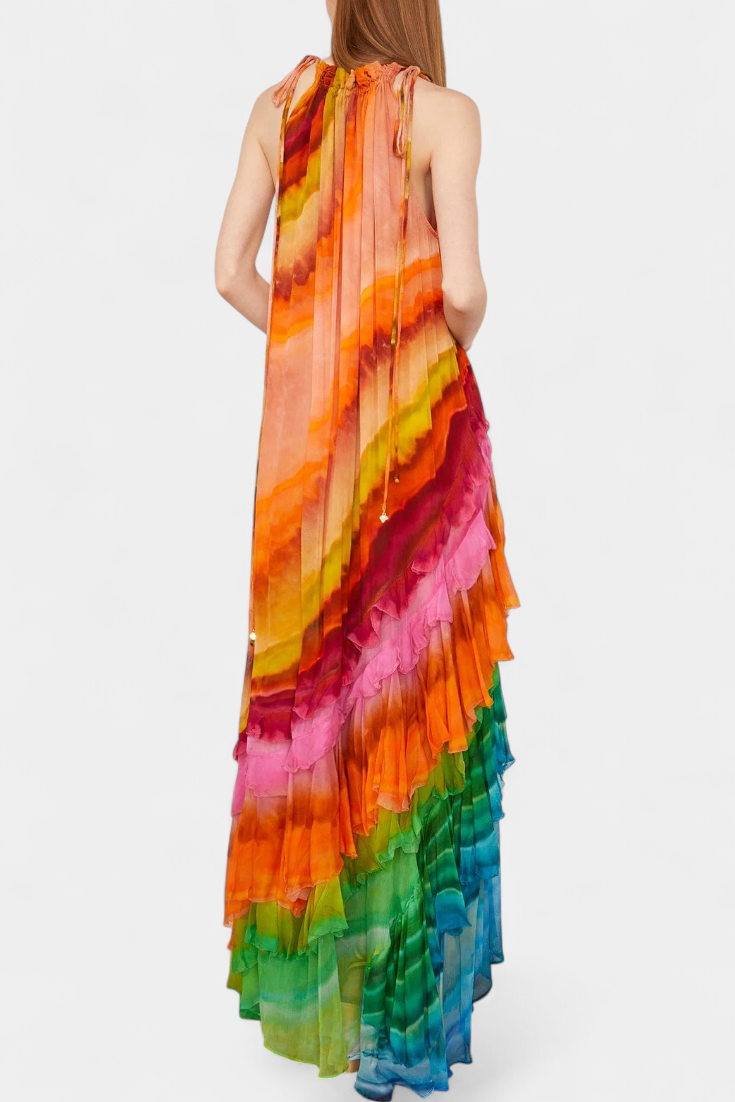 Tori Colorful Print Ruffle Dress