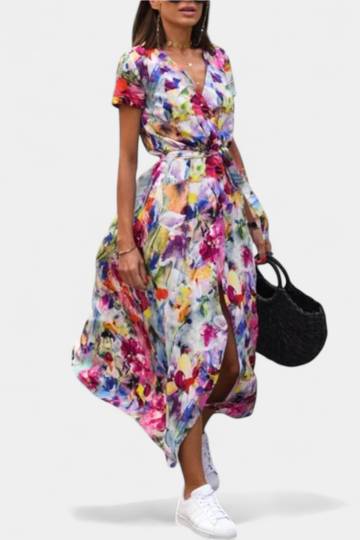 Lilith Wrap Summer Dress with Sophisticated Print