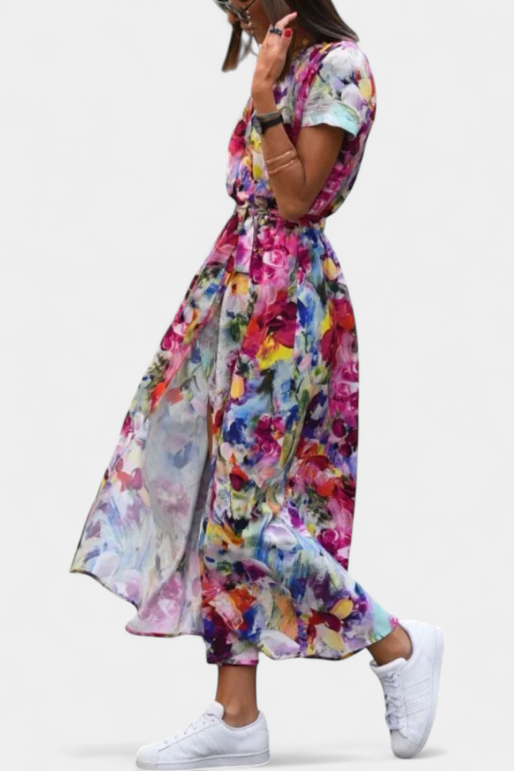 Lilith Wrap Summer Dress with Sophisticated Print