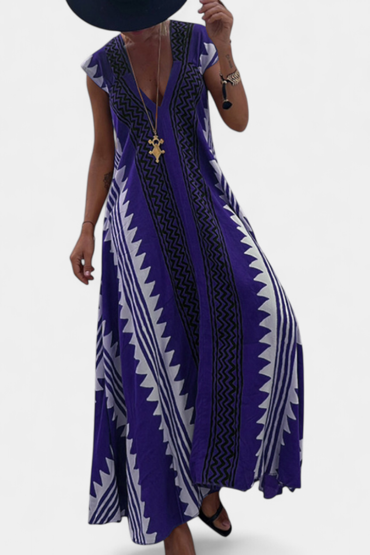 Dakota Bohemian Maxi Dress with Geometric Design