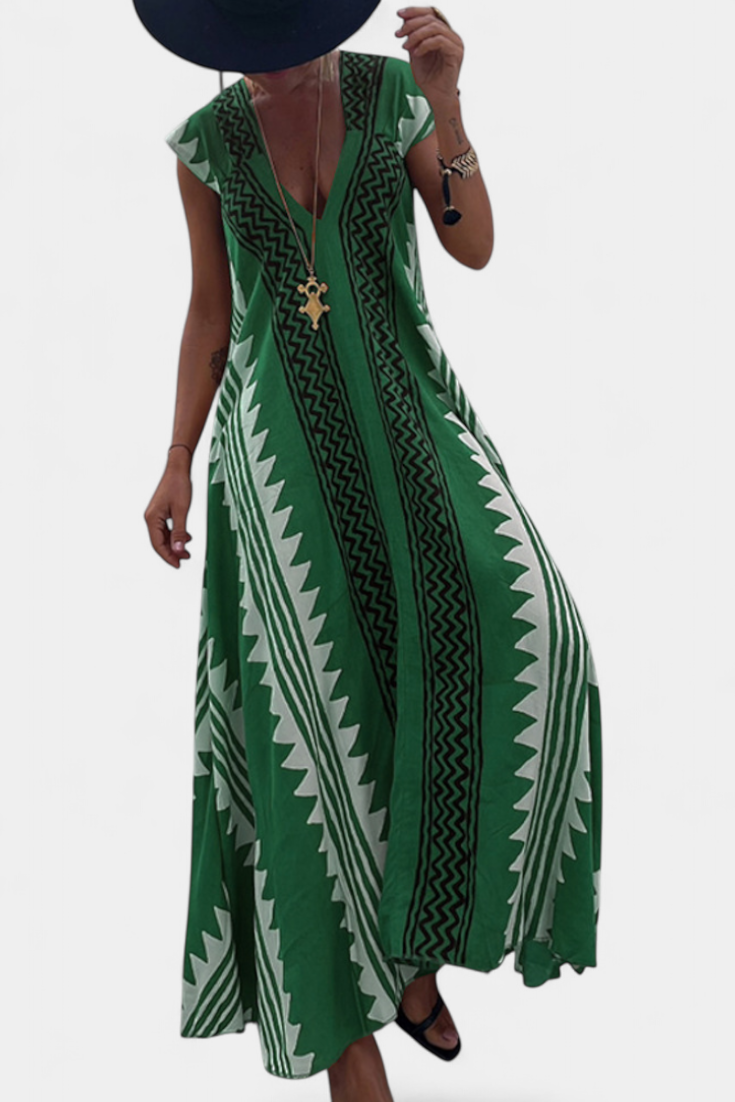 Dakota Bohemian Maxi Dress with Geometric Design