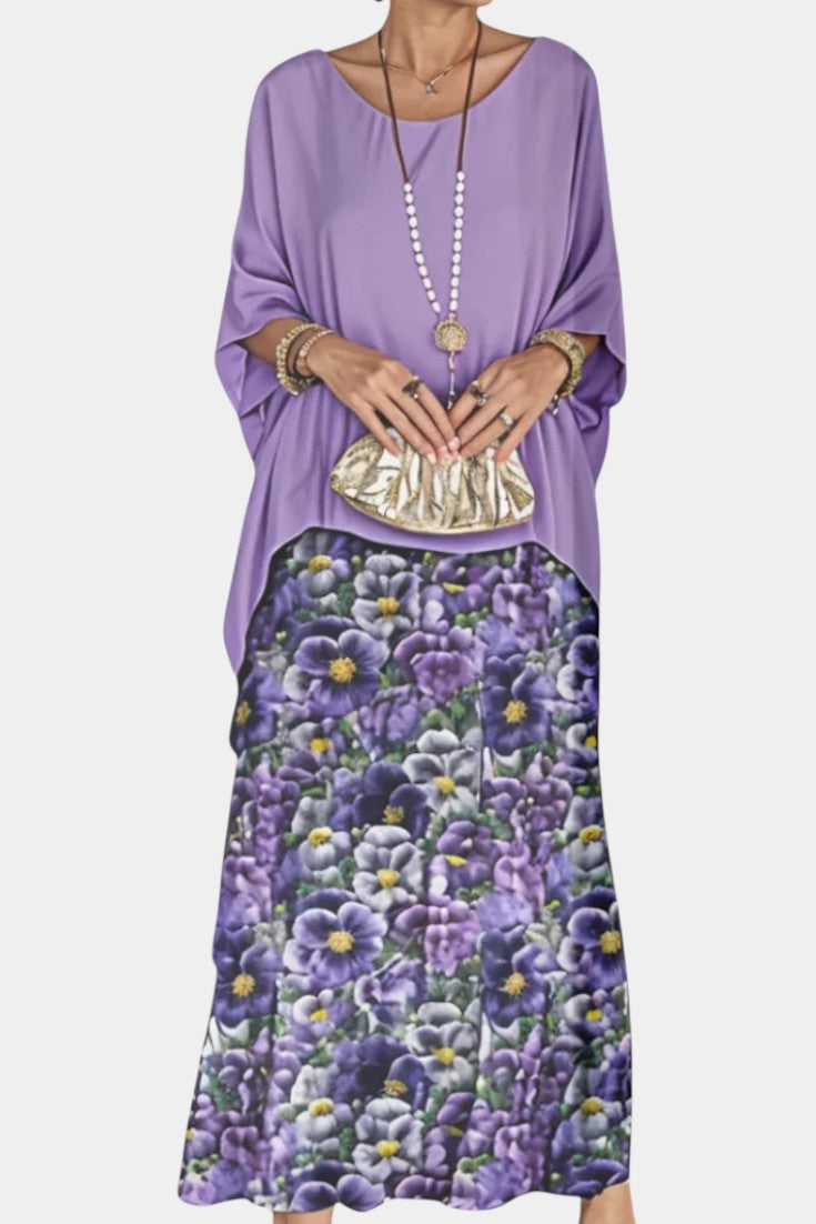 Caroline Batwing Maxi Dress with Print