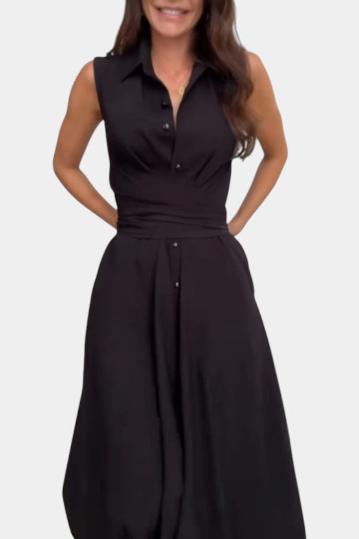 Meryl Button-Down Shirt Dress with Adjustable Belt