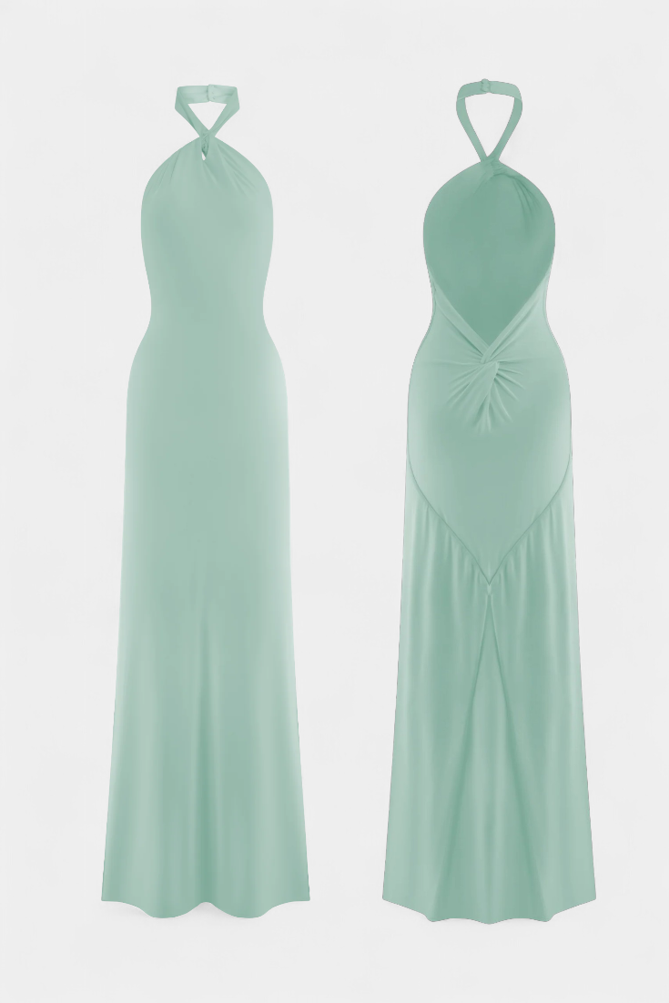 Trinity Halter Bodycon Dress with Ruched Back