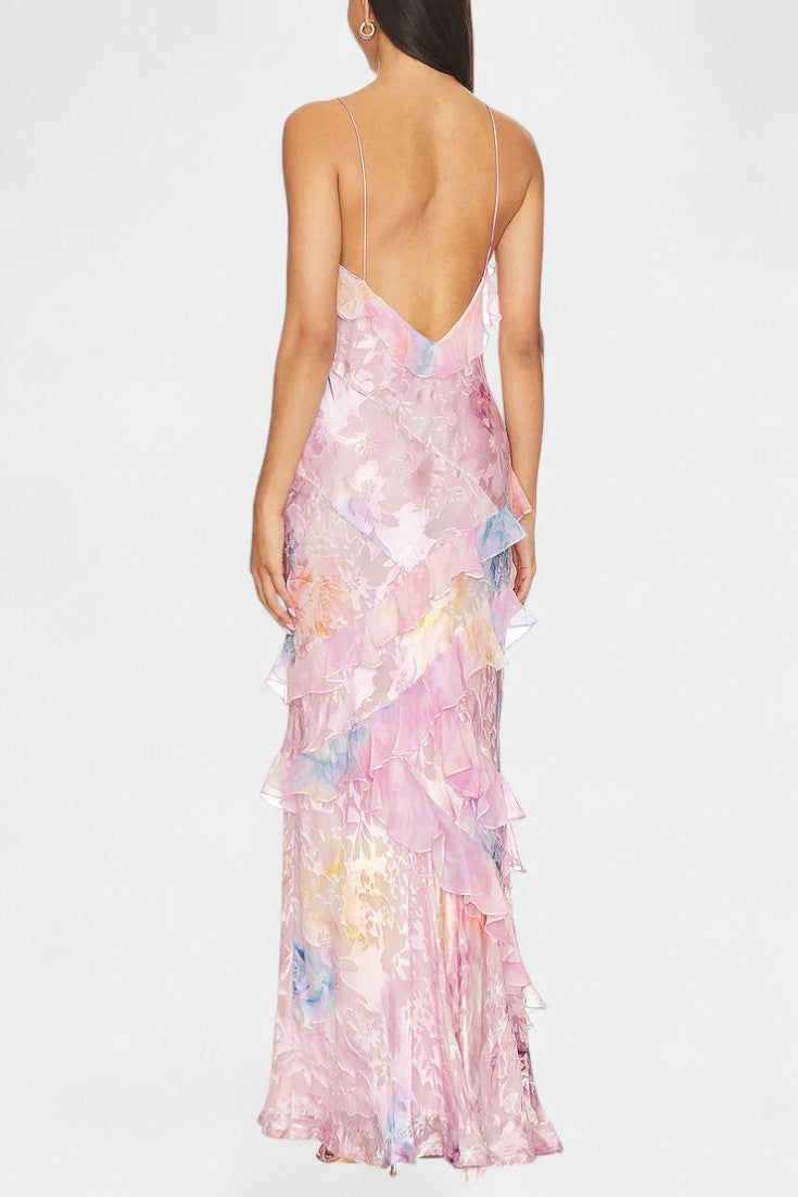 Fawn Maxi Dress with Floral Ruffles