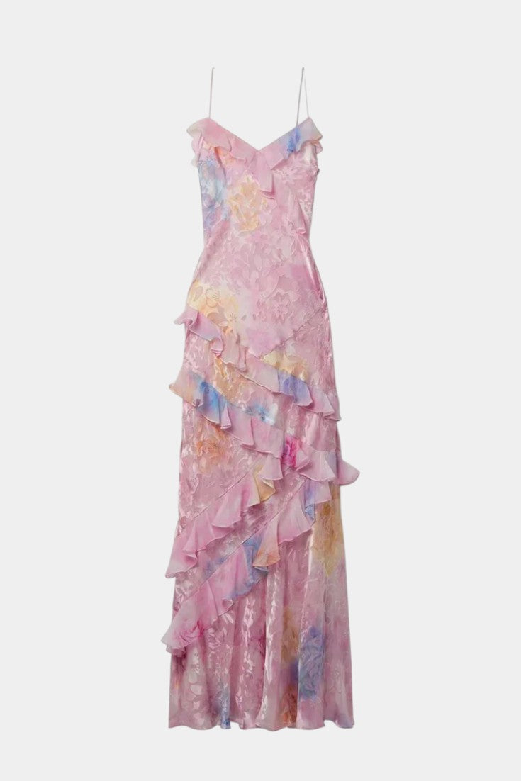 Fawn Maxi Dress with Floral Ruffles