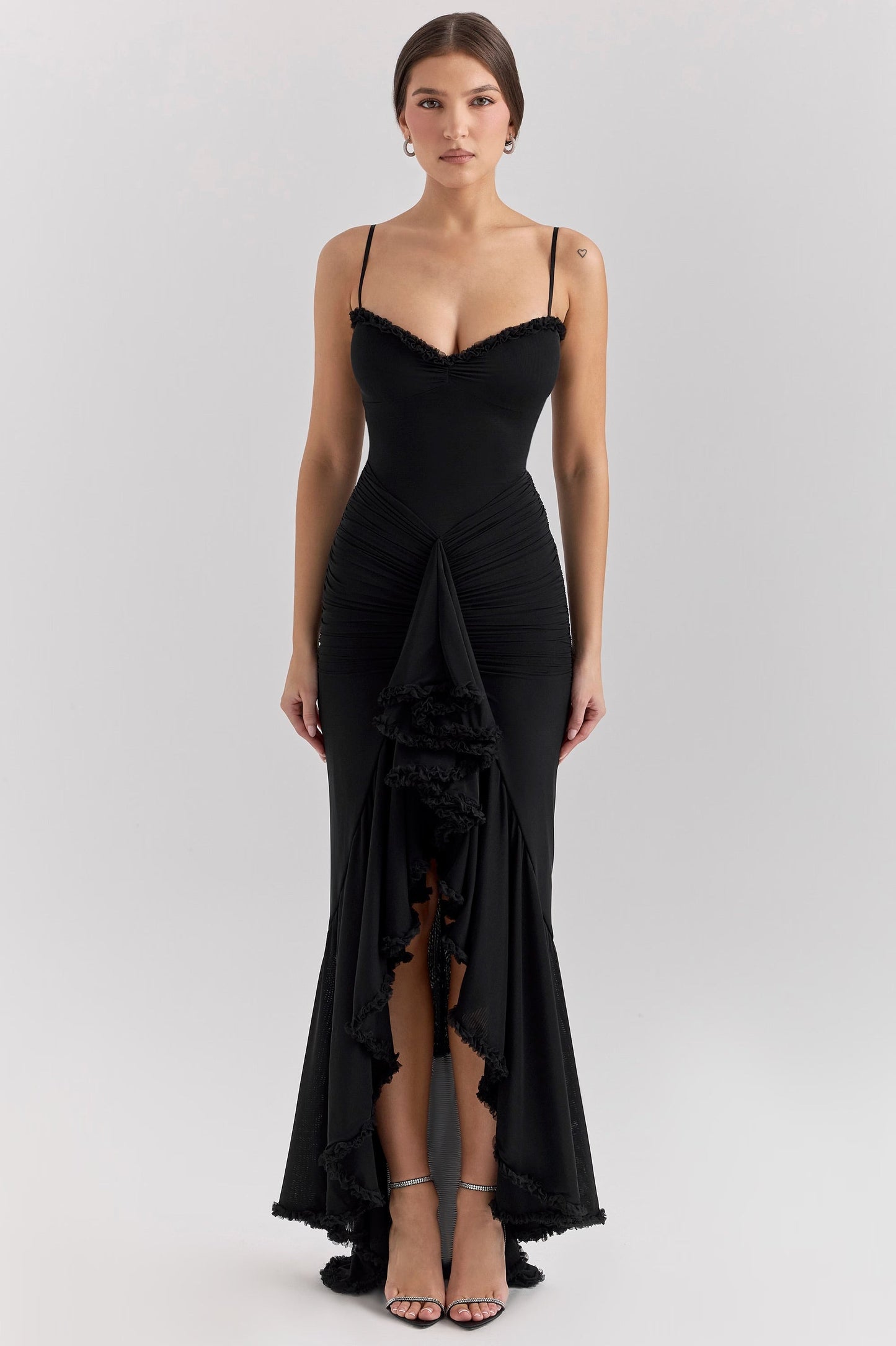 Roxanne Sleeveless dress with straps and ruffles